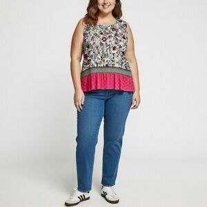 J. Jill Floral Sleeveless Pleated Top size 2X
